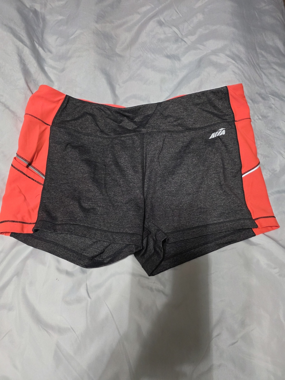 Avia Charcoal Gray Athletic Shorts with Coral Side Panels